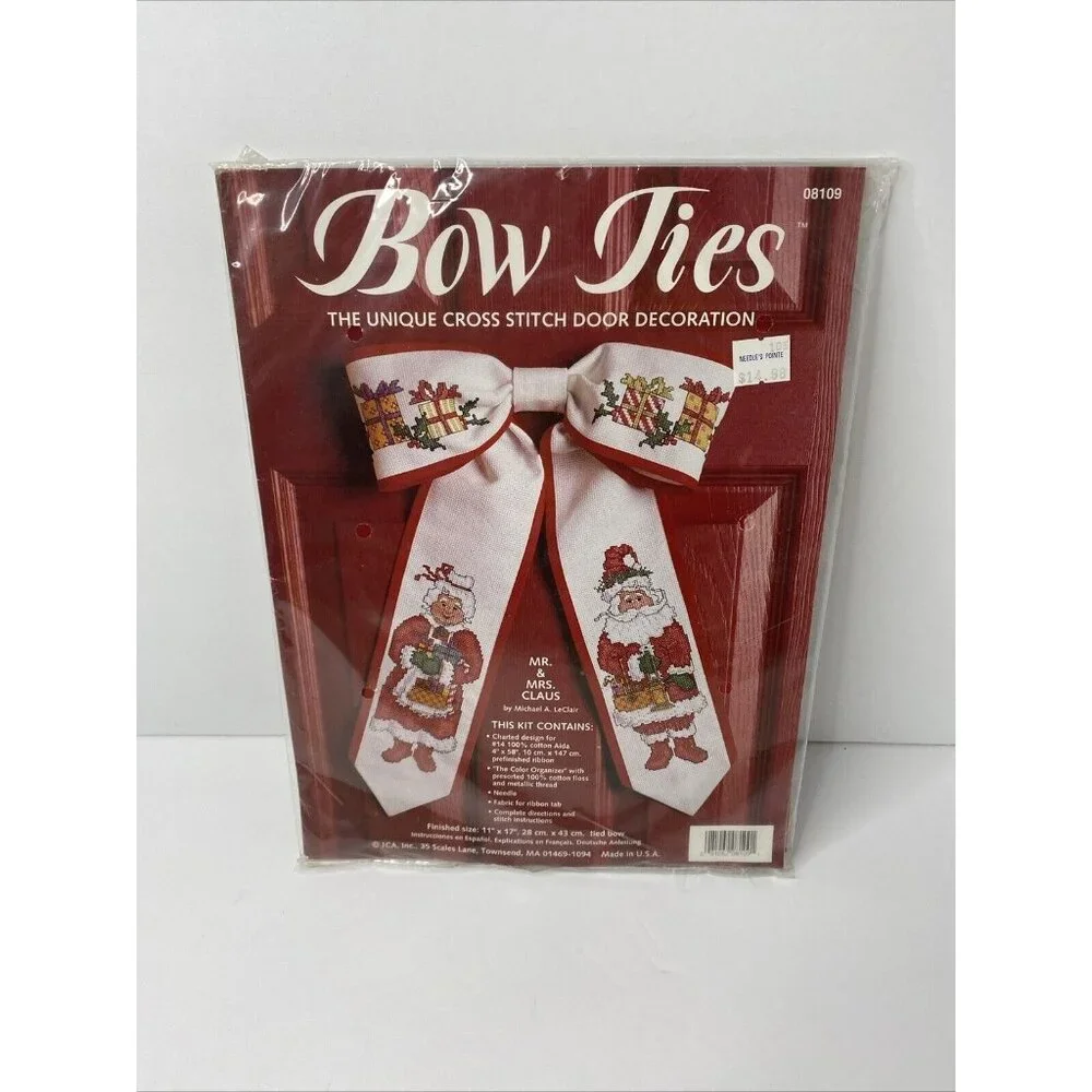 Bow Ties Mr‎ & Mrs Claus Santa Cross Stitch Kit Christmas Door Decoration 08109